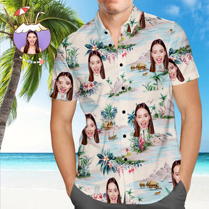 Custom Dog Face Hawaiian Shirt Custom Tropical Shirts Men's All Over Print Hawaiian Shirt