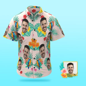 Custom Photo Hawaiian Shirt Beach Vacation Couple Wears Popular All Over Print Hawaiian Beach Shirt Holiday Gift Island Time