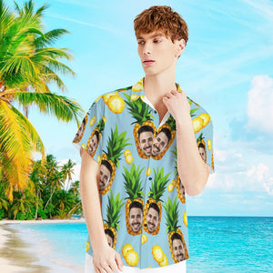 Custom Photo Shirt with Text Men's Hawaiian Shirt Big Pineapple