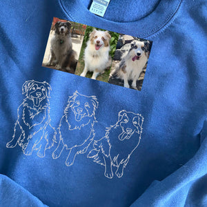 Custom Embroidered Sweatshirt, Custom Pet Portrait From Photo Shirt, Dog Portrait Shirt, Dog Mom Shirt, Cat Mom Hoodie, Personalized Gift