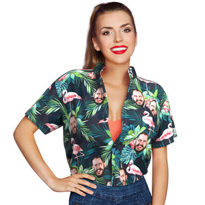 Custom Hawaiian Shirt with Dog on It Flamingo Flowers And Leaves Shirt for Pet Owner