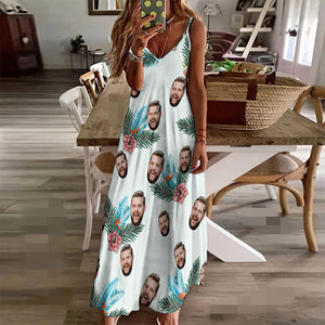 Custom Face Sling Hawaiian Style Long Dress - Paradise