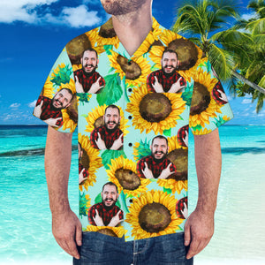 Custom Face Hawaiian Shirt Personalized Hawaiian Shirt Summer Sunflower Shirt