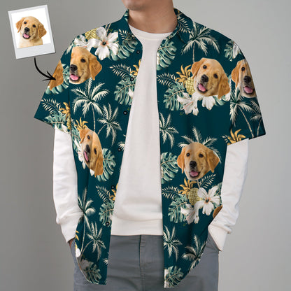 Custom Hawaiian Shirts with Pet Face Funky Vintage Hawaiian Shirt Casual Short Sleeve Shirt