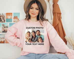 Custom Photo Sweatshirt with Your Text, Personalized Picture Hoodie,Perfect for Mother's Day,Custom Graphic Sweater,Custom Logo Sweatshirt