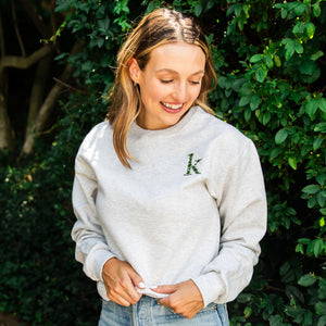 Embroidered Floral Initial Crewneck Sweatshirt ,Cute Custom Fall Sweatshirt, Pretty and Cozy Embroidered Fall Vibes Sweatshirt GEMMA