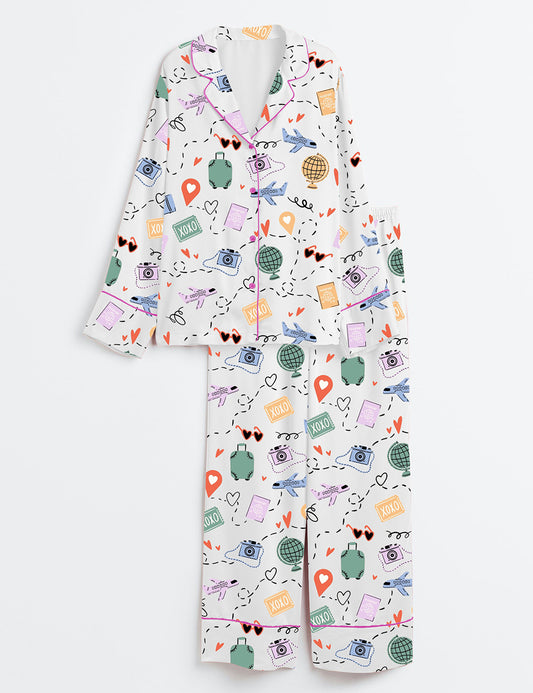 Women's Travel Anywhere Long Sleeve Satin Pajama Set