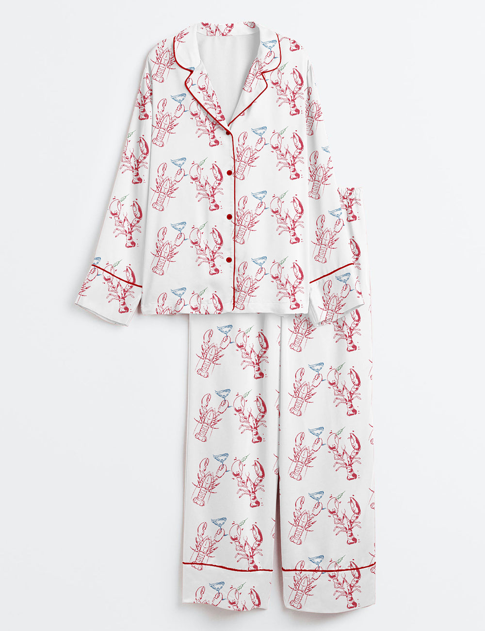 Women’s Lobster Dirty Martini Long Sleeve Satin Pajama Set