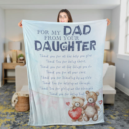 For My Dad From Your Daughter Blanket Christmas, Gift For Dad, Blanket For Dad Christmas, Christmas Gift, Blanket For Gift