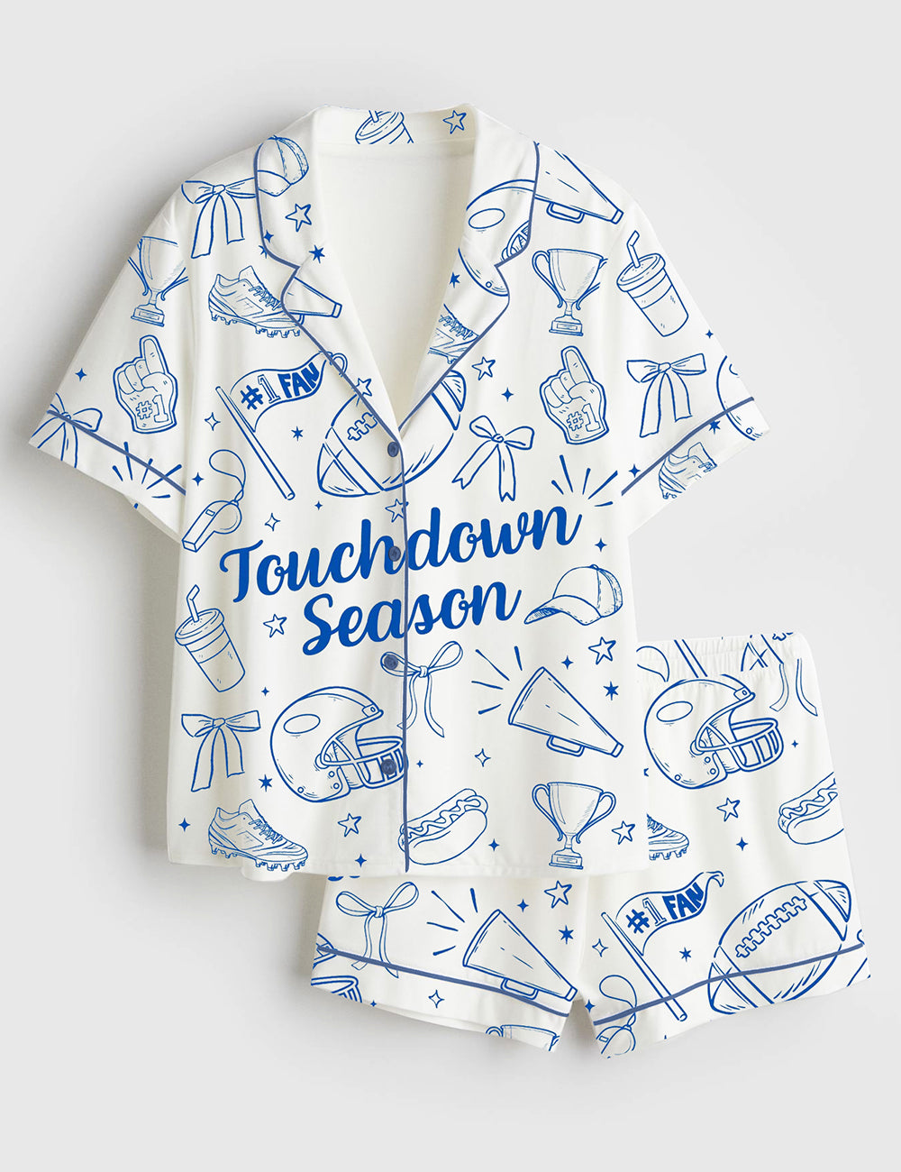 Women’s Football Touchdown Season Short Sleeve Satin Pajama Set