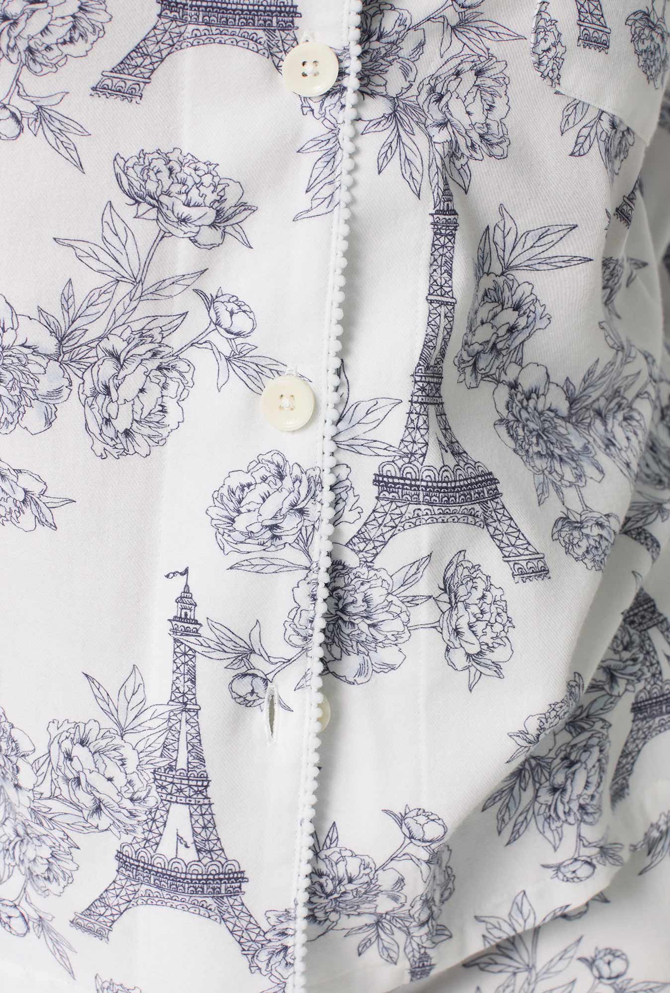 La Belle Eiffel Long Sleeve Classic Shorty Woven Portuguese Flannel PJ Set