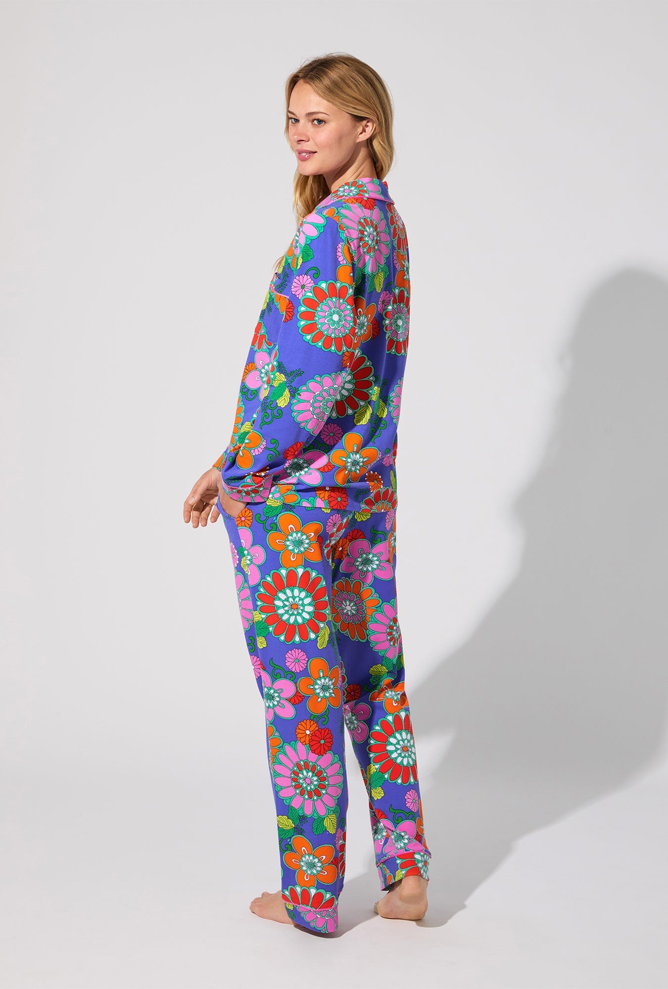 BedHead X Trina Turk Tokyo Floral Long Sleeve Classic Stretch Jersey PJ Set