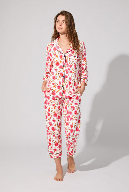 Fantasia Floral 3/4 Sleeve Classic Stretch Jersey Cropped PJ Set
