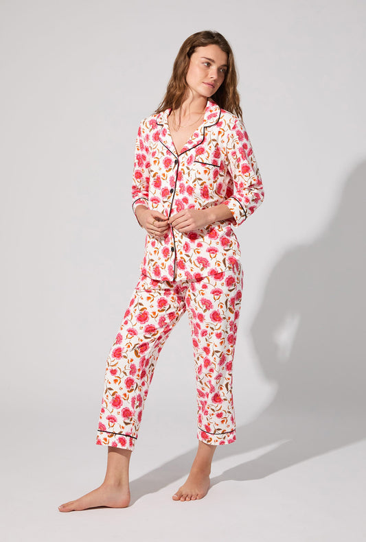 Fantasia Floral 3/4 Sleeve Classic Stretch Jersey Cropped PJ Set