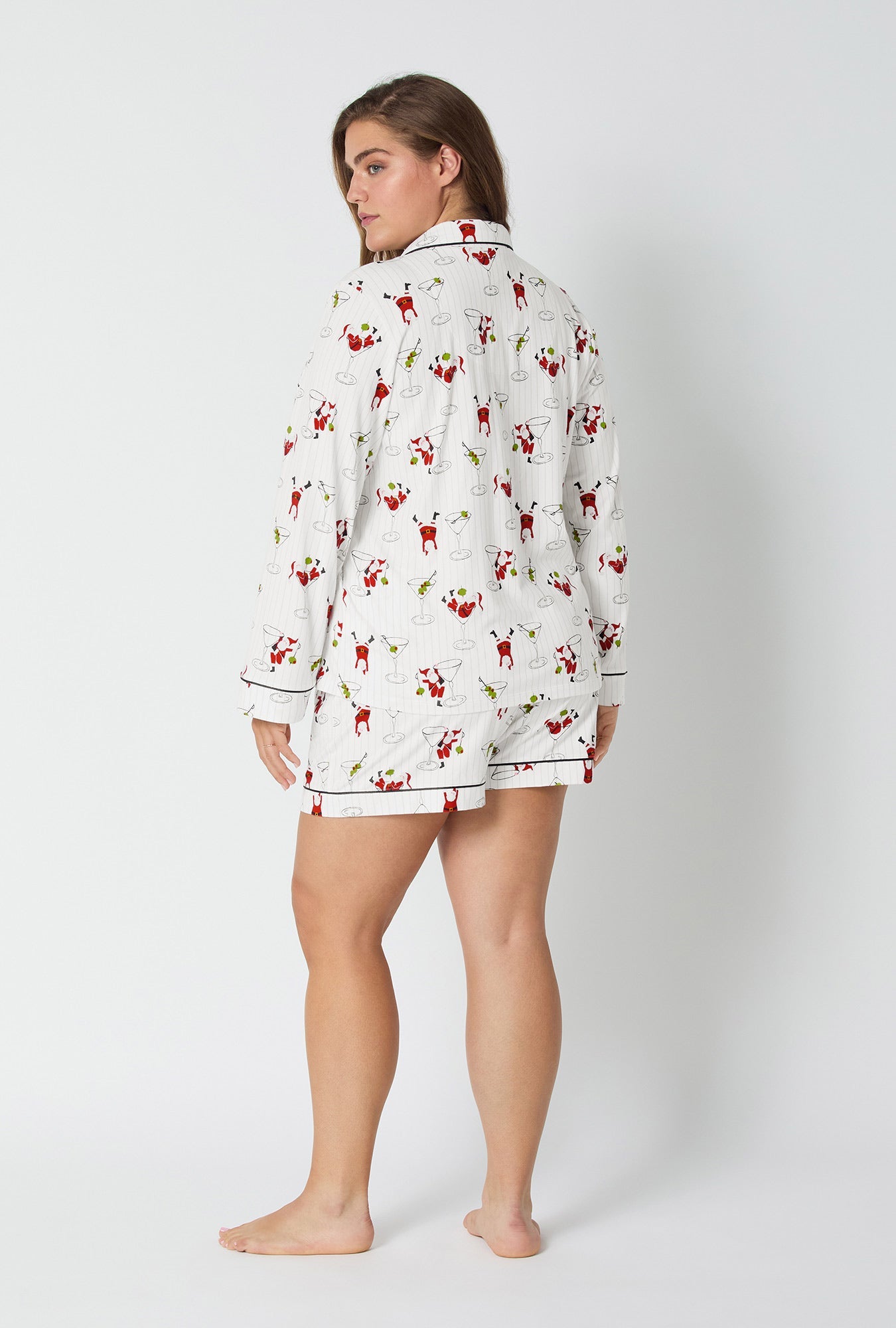 Tipsy Santa Long Sleeve Classic Stretch Jersey Shorty Pj Set