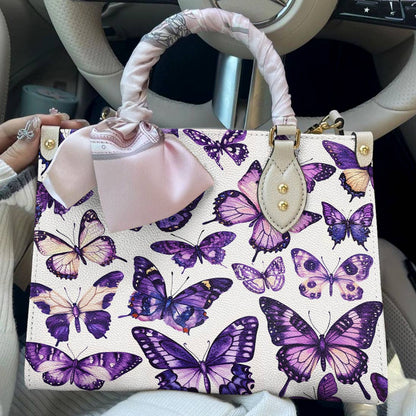 Butterfly Leather Bag Purple Butterfly Garden