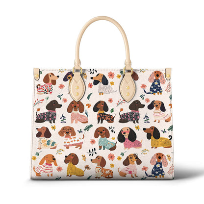Dachshund Leather Bag Wagging In Bloom