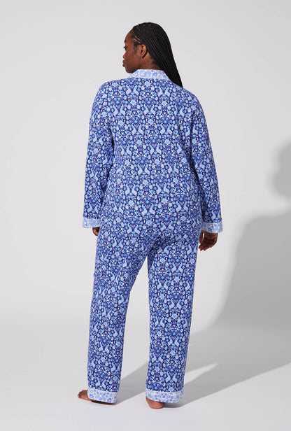 Bloomscape Blue Long Sleeve Classic Stretch Jersey PJ Set