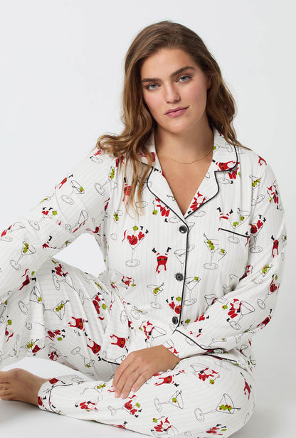 Tipsy Santa Long Sleeve Classic Stretch Jersey Pj Set