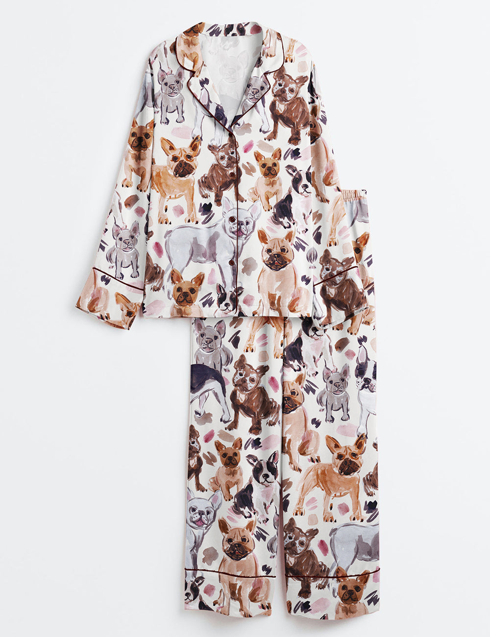 Women’s French Bulldog Lover Long Sleeve Satin Pajama Set