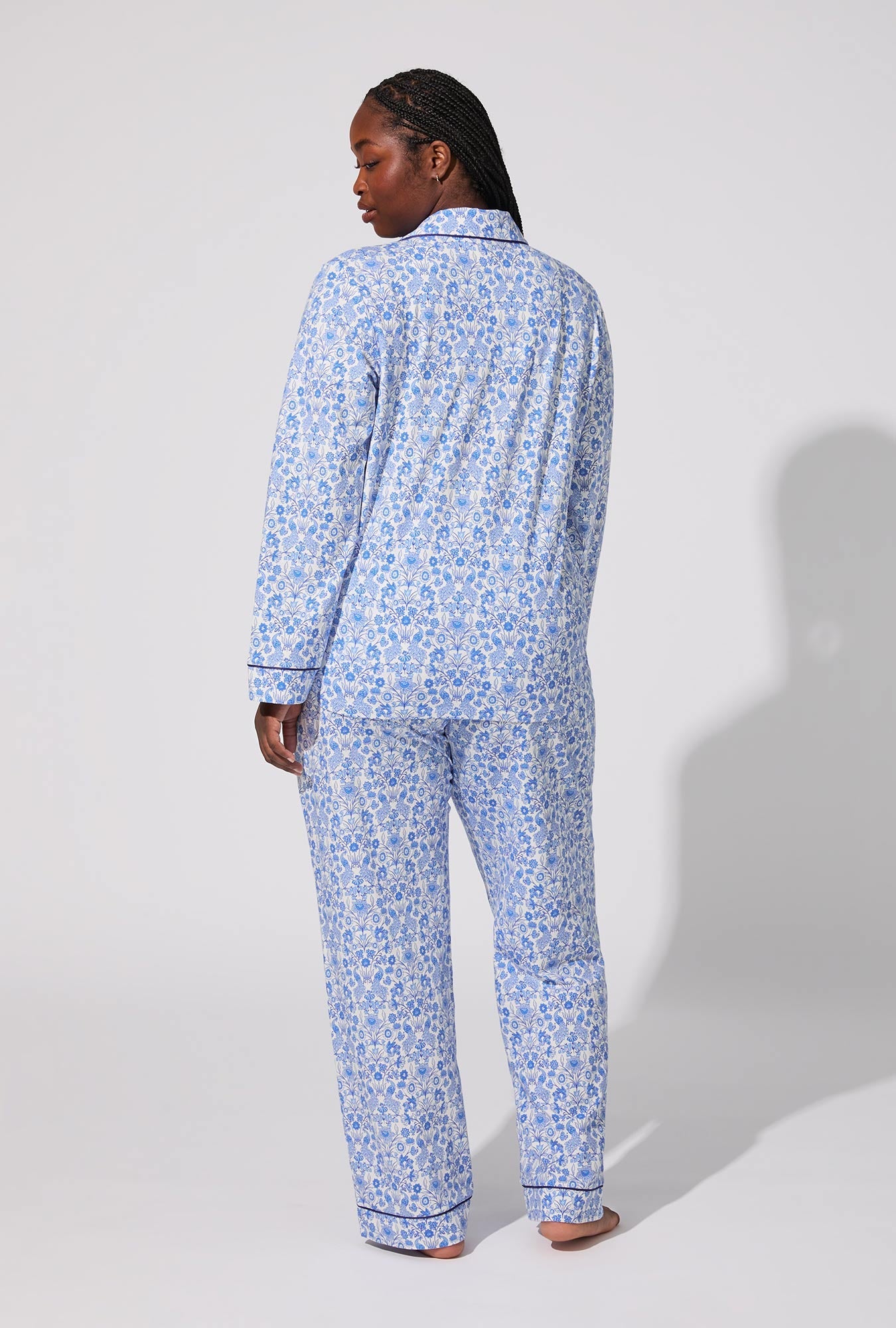 Bloomscape White Long Sleeve Classic Stretch Jersey PJ Set