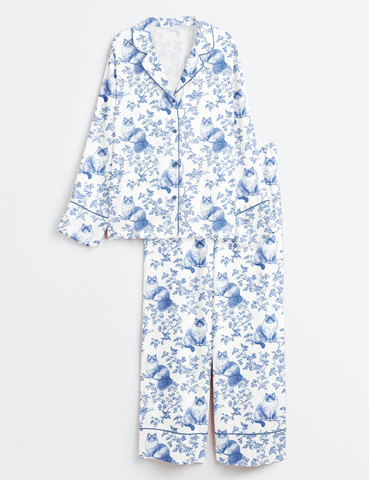 Women’s Ragdoll Cat Long Sleeve Satin Pajama Set