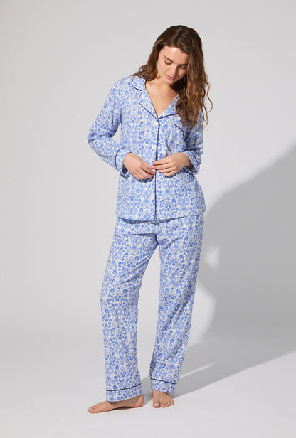 Bloomscape White Long Sleeve Classic Stretch Jersey PJ Set