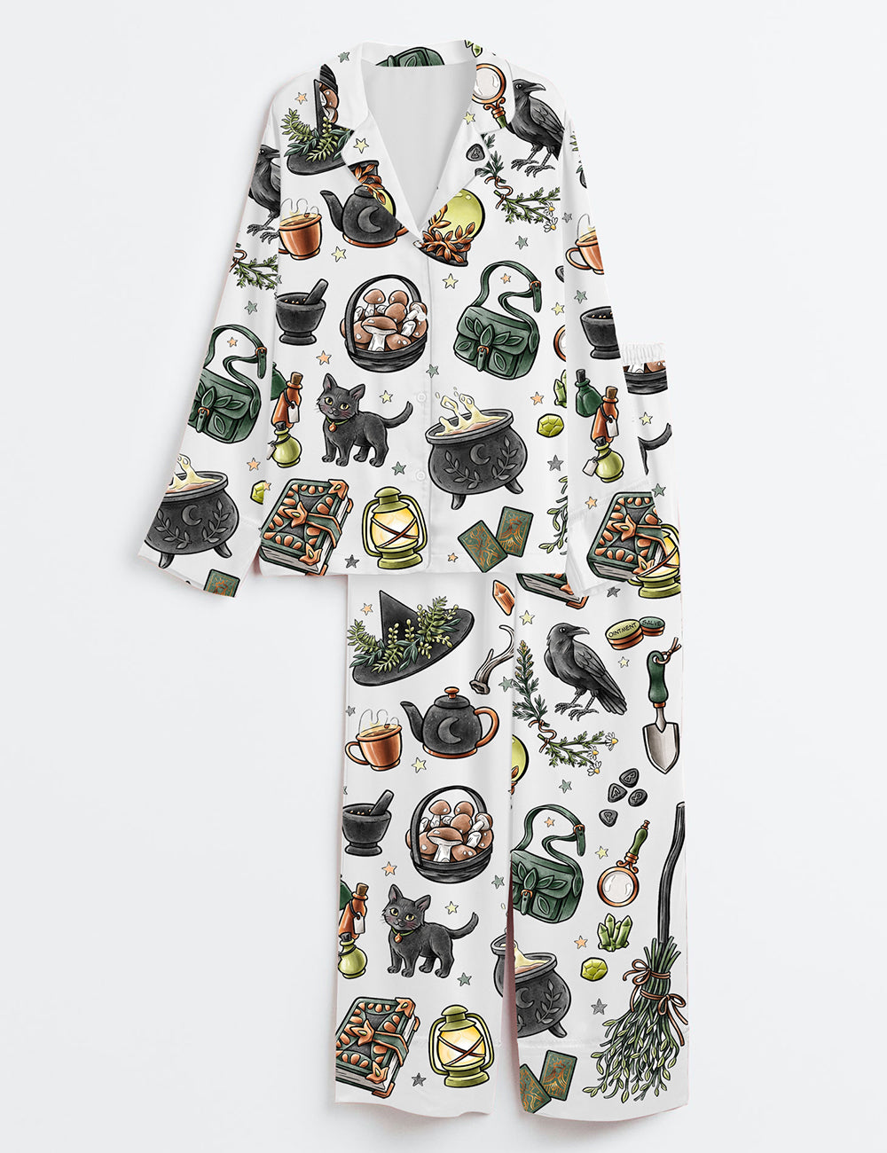 Women’s Halloween Witch Long Sleeve Satin Pajama Set