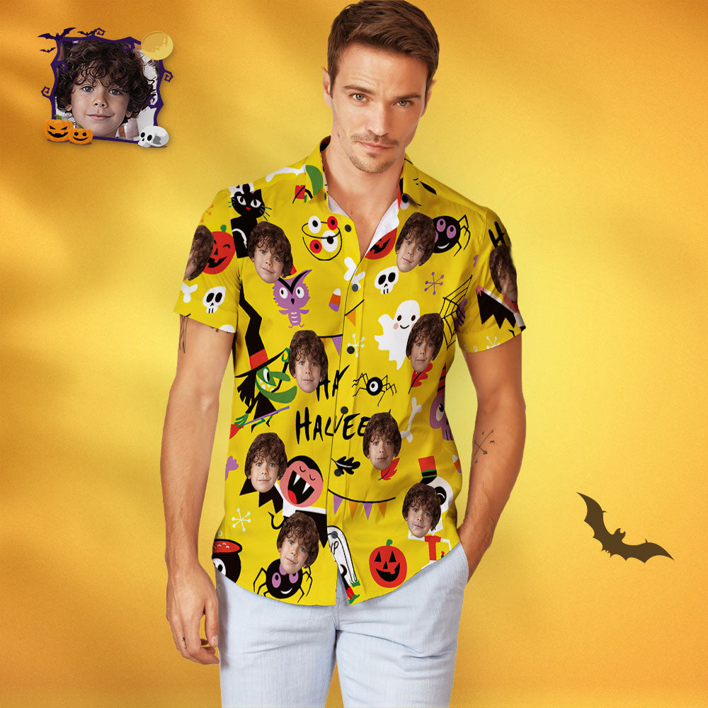 Custom Face Family Matching Aloha Set Happy Halloween Personalized Matching Hawaii Tees