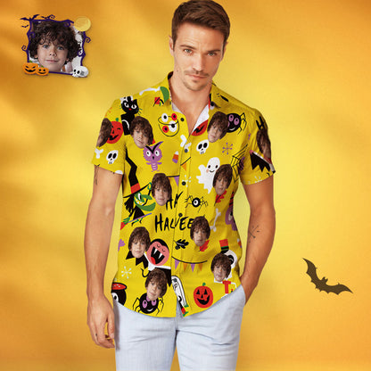 Custom Face Family Matching Aloha Set Happy Halloween Personalized Matching Hawaii Tees
