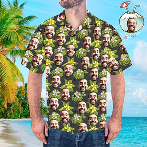 Custom Hawaiian Shirt with Dog Face Personalized Hawaiian Shirt Green All Over Print Hawaiian Shirt