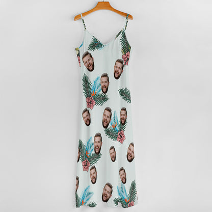 Custom Face Sling Hawaiian Style Long Dress - Paradise
