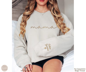 Embroidered Personalized Mama Sweatshirt, Mother's Day Gift, New Mom Gift, Minimalist Cool Mom Sweater, Women 124