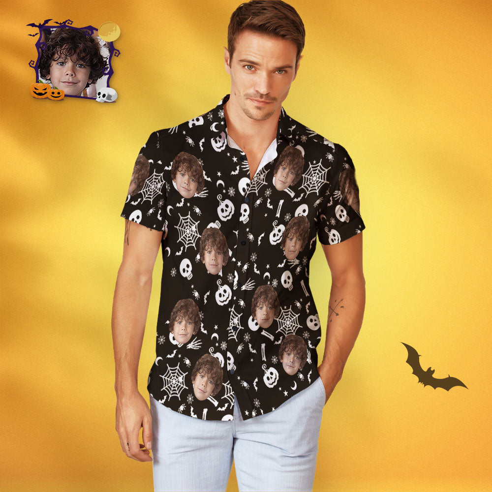 Custom Face Funny Halloween Print Family Matching Hawaiian Outfit