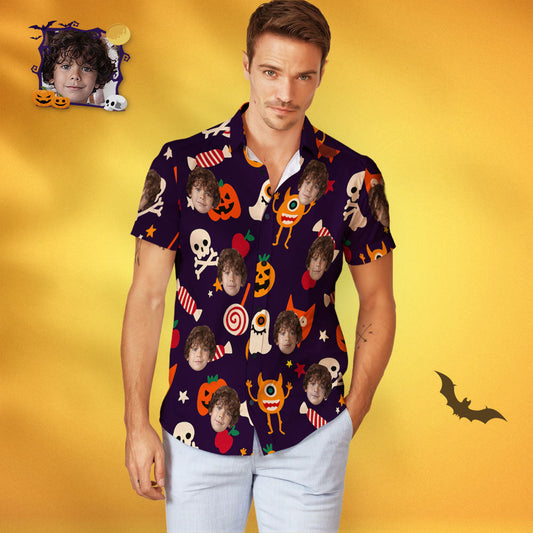 Custom Face Family Matching Hawaiian Outfit Funny Halloween Party Matching Hawaii Shirts