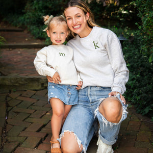 Embroidered Floral Initial Crewneck Sweatshirt ,Cute Custom Fall Sweatshirt, Pretty and Cozy Embroidered Fall Vibes Sweatshirt GEMMA