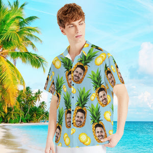 Custom Photo Shirt with Text Men's Hawaiian Shirt Big Pineapple