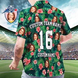 Custom Printed Hawaiian Shirt for Fans Personalized Face and Text Hawaiian Shirt Gift for fans - Red Flowers Design