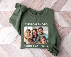 Custom Photo Sweatshirt with Your Text, Personalized Picture Hoodie,Perfect for Mother's Day,Custom Graphic Sweater,Custom Logo Sweatshirt