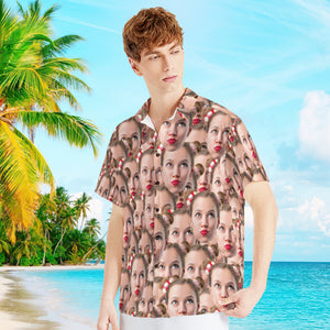 Custom Face Shirt with Name Men's Hawaiian Shirt Face Mash