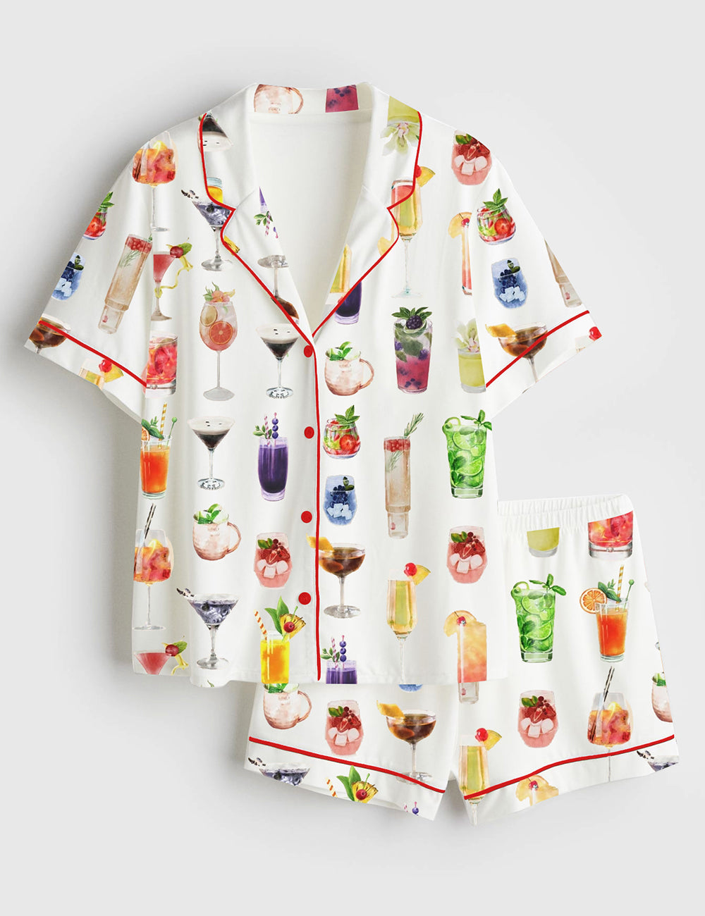 Women's Cocktails Short Sleeve Satin Pajama Set