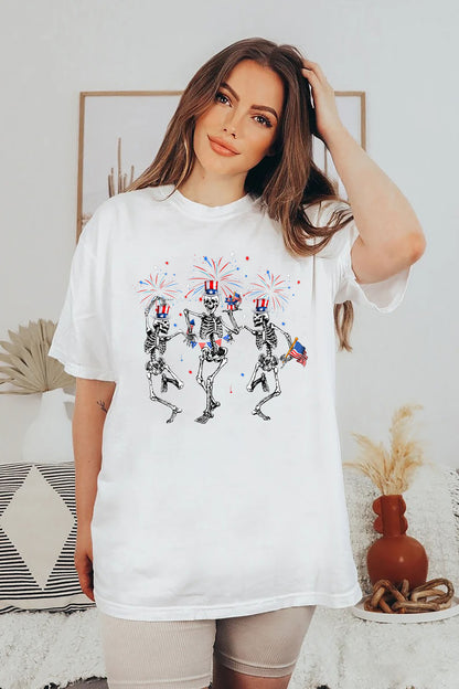 4. juli-Skellies, 4. juli-skjorter, Dancing Skeleton-skjorte, American Flag-skjorte, 4. juli, Stars and Stripes-skjorte,