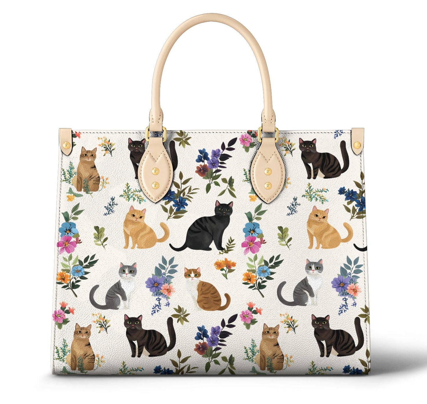 Cat Leather Bag Floral Gentle
