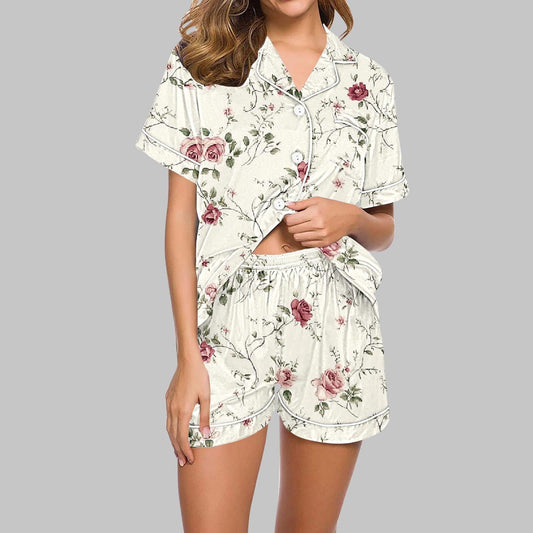 Oalirro Pajama for Women Set Two Piece Short Sleeve Button Down Pajamas Sets Summer Soft Lounge Sets for Women Sleepwear PJS