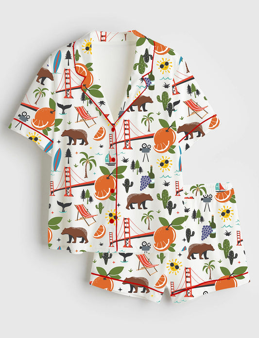 Women’s The Golden State Travel Short Sleeve Satin Pajama Set