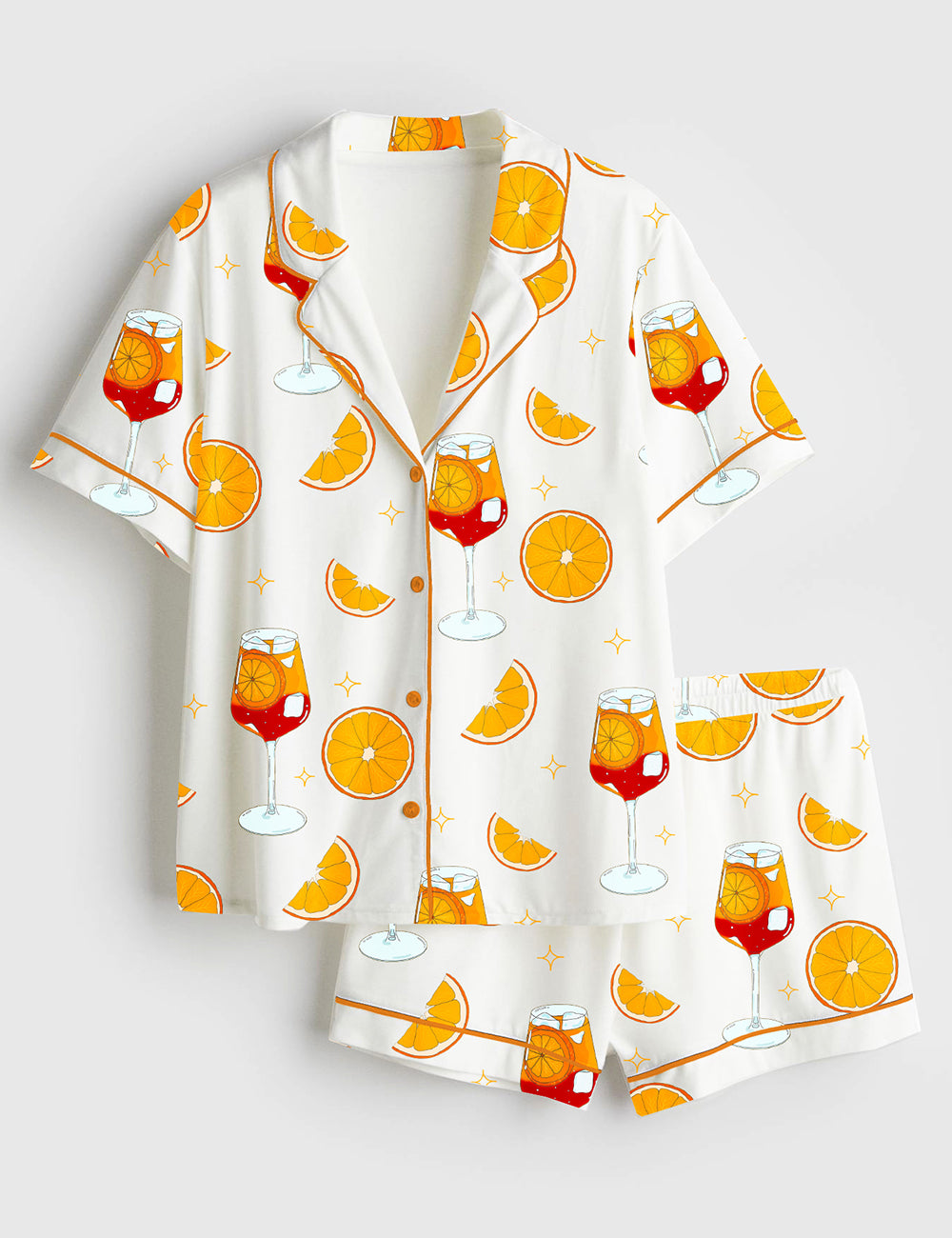 Women’s Aperol Spritz Short Sleeve Satin Pajama Set