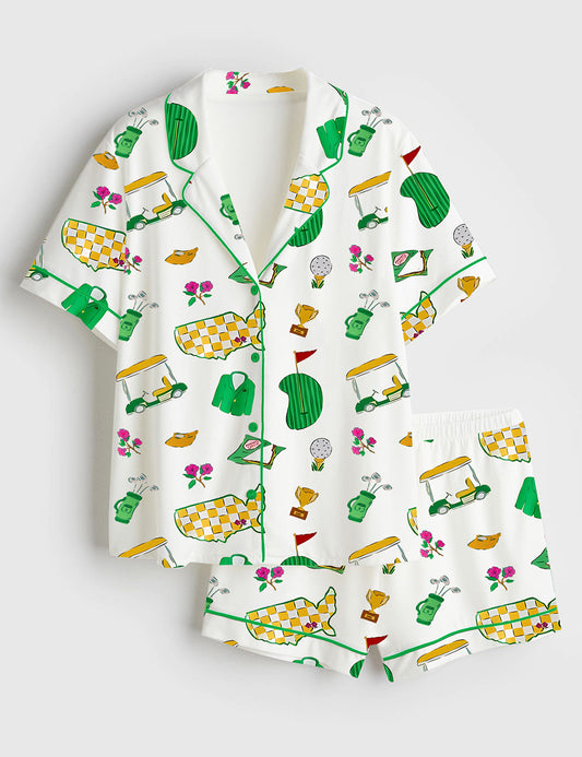 Women's Golf Short Sleeve Satin Pajama Set