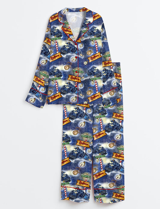 Women’s Believe Polar Express  Christmas Long Sleeve Satin Pajama Set