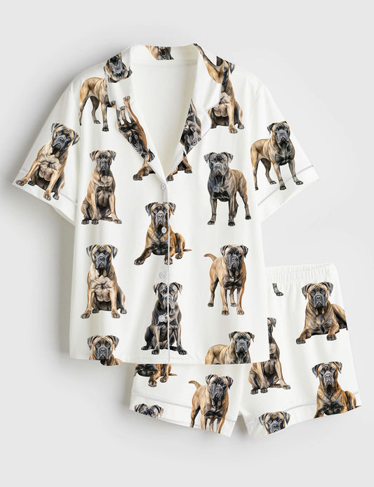 Women’s Cane Corso Dog Lover Short Sleeve Satin Pajama Set