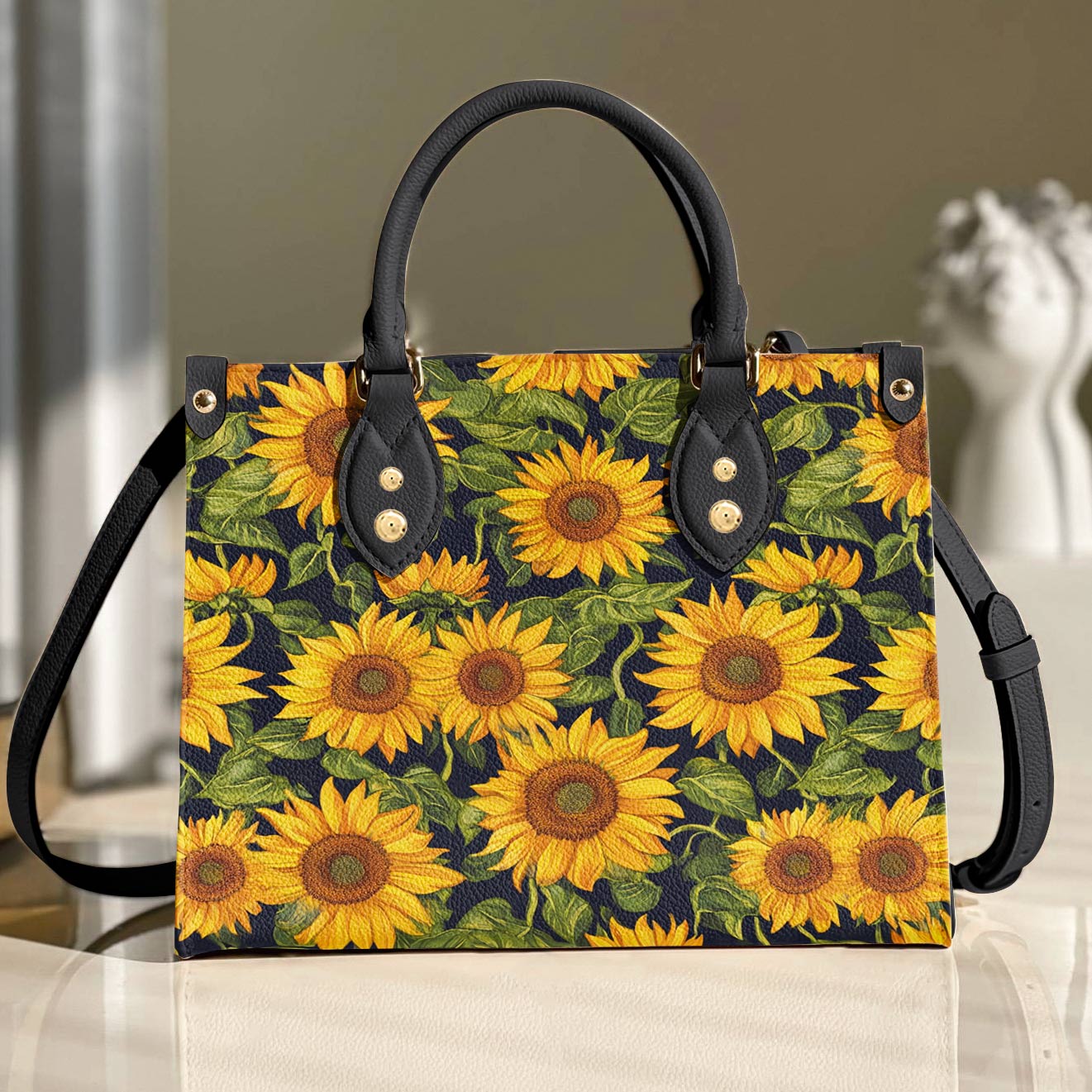 Leather Bag Sunflower Whisper